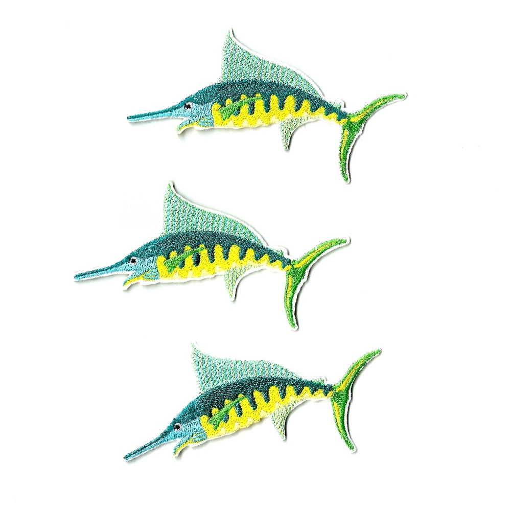 NEW MARLIN FISH 3-PACK BADGES IRON ON PATCHES 3PCS